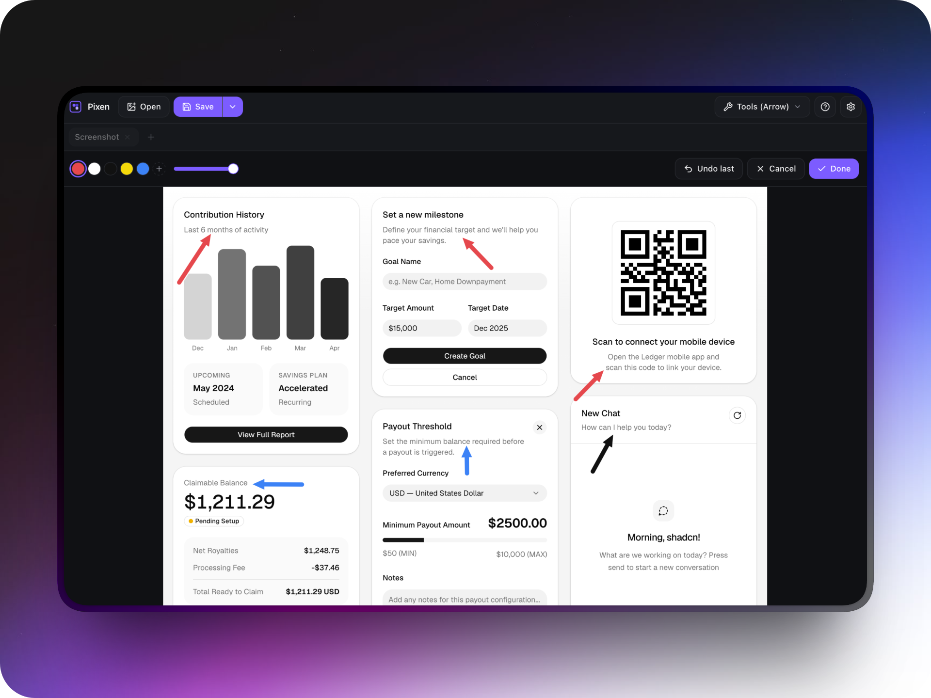 Add arrows to screenshots