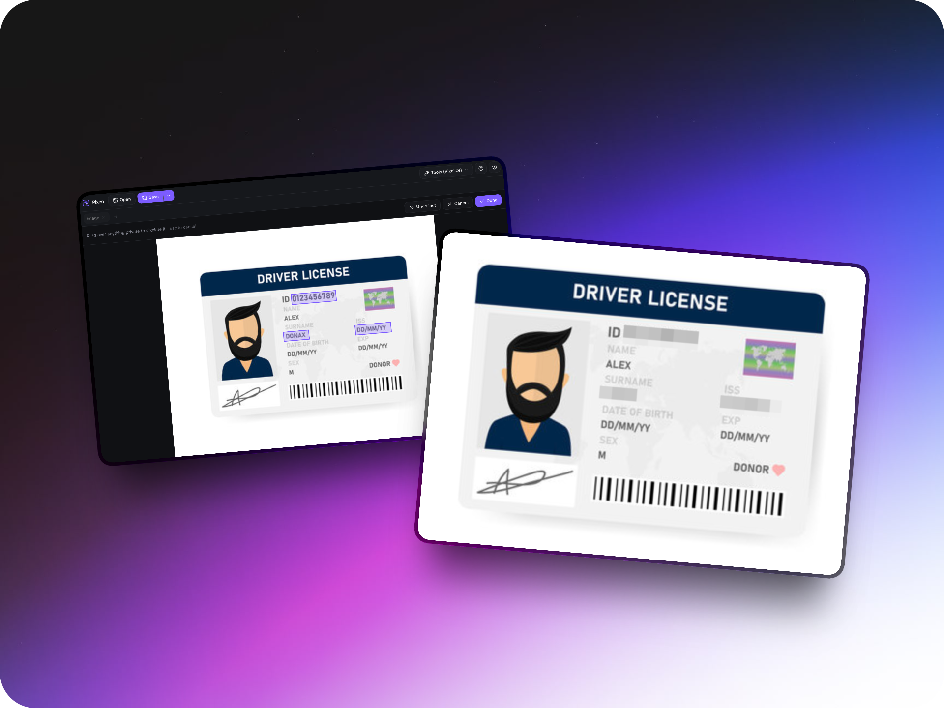 Pixelate private information